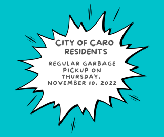 Regular garbage pickup on Thursday, November 10, 2022