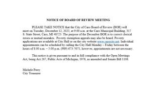 Notice of Board of Review - December 12, 2023 at 9 am