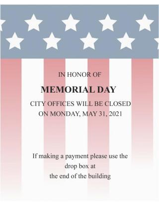 Office Closed Memorial Day 2021