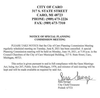 Special Planning Commission Notice 6-14-21