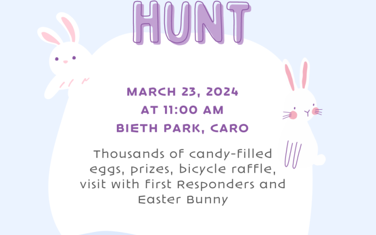 7th Annual Easter Egg Hunt - Saturday, March 23, 2024 at 11 am at Bieth Park. 