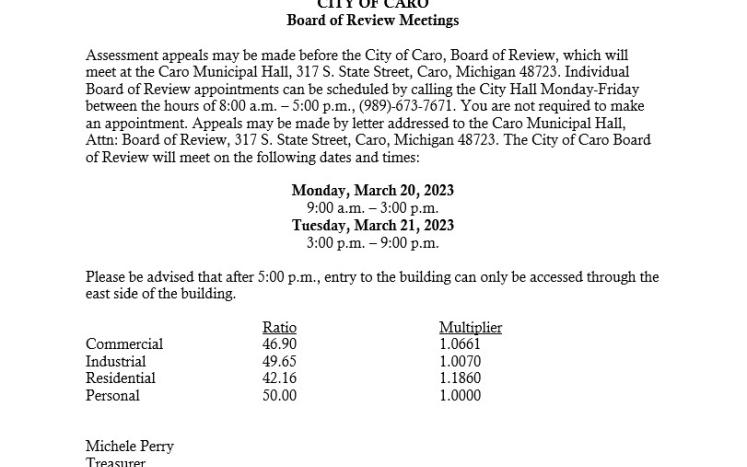Board of Review Meeting - March 20 and March 21, 2023