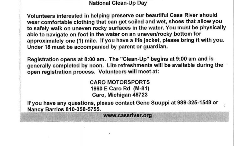 Cass River Clean Up Day 2021