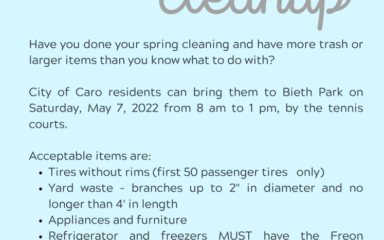 Community Clean Up at Bieth Park Saturday, May 7, 2022 from 8 am to 1 pm, by the tennis courts.