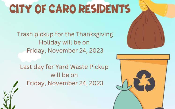 Trash Pickup schedule for Thanksgiving Holiday